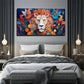 Vibrant Abstract Lion Wall Art Canvas Office Home Room Framed 80x45cm