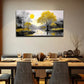 Serene Yellow Tree Sunset Scene Wall Art Canvas Office Home Room Framed 120x60cm