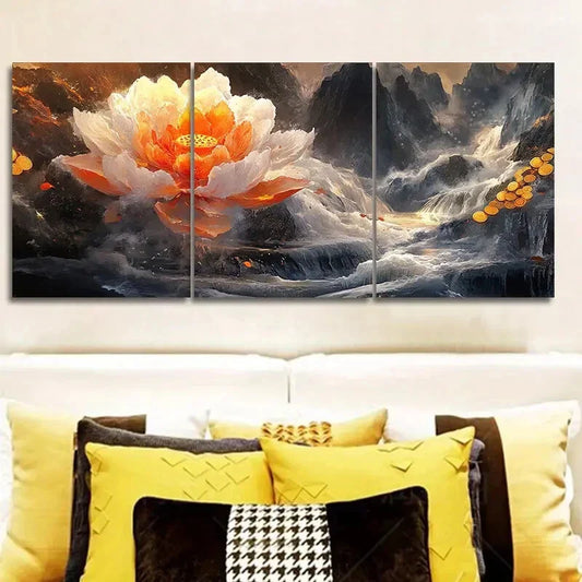 3pcs Giant peony Art Painting Metal Print Ready to Hang Art