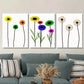 3pcs Modern Abstract Floral Vibrant Colorful Metal Print Ready to Hang Art