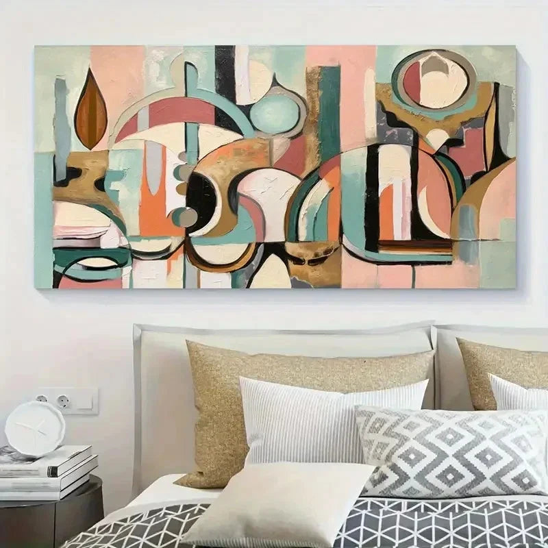 Modern Abstract Geometric Mural Wall Art Canvas Office Home Room Framed 120x60cm