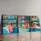 3pcs Whimsical Crab Design Tropical Vibes Wall Art Set Canvas Framed 40x60cm - High Quality Print 100% Australian Made Wall Canvas Ready to Hang