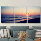 3pcs Beach Sunset Triptych Ocean & Birds Scene Metal Print Ready to Hang Art