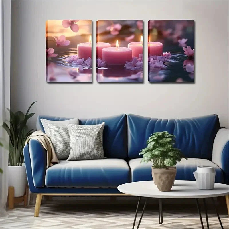 3pcs Whimsical Fairy in Water with Pink Petals Wall Art Set Canvas Framed 40x60cm - High Quality Print 100% Australian Made Wall Canvas Ready to Hang