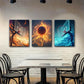 3pcs Basketball Fire and Water Themed Perfect Wall Art Set Canvas Framed 40x60cm - High Quality Print 100% Australian Made Wall Canvas Ready to Hang