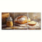 3pcs Sourdough Bread & Honey Jar Scene Metal Print Ready to Hang Art