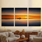 3pcs Sunset Seascape Ocean Silhouette Boat Metal Print Ready to Hang Art
