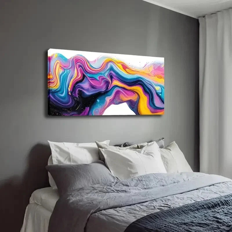 Vibrant Abstract Colorful Swirl Wall Art Canvas Office Home Room Framed 120x60cm