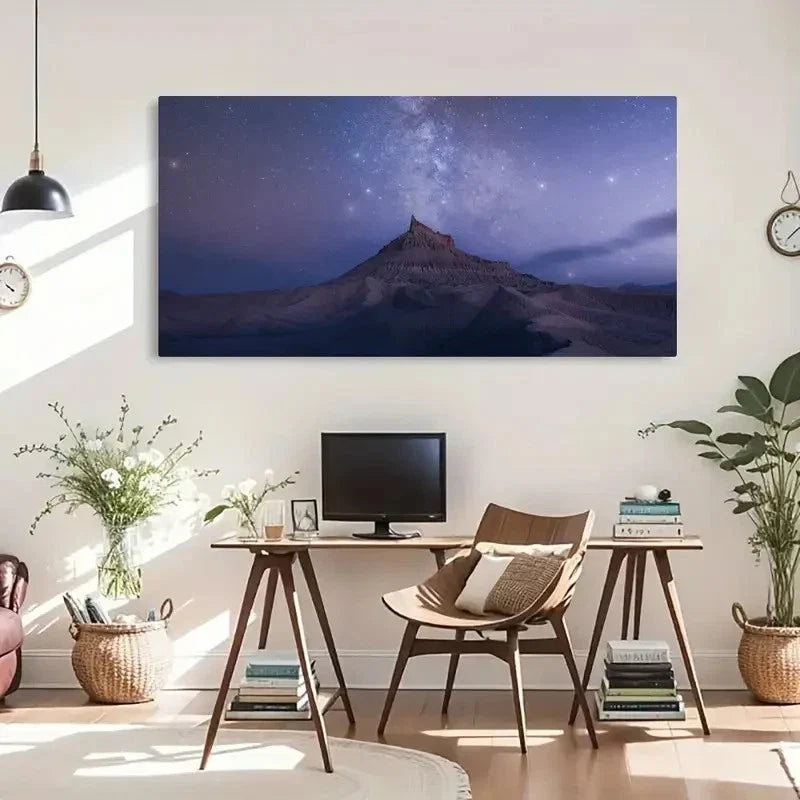 Milky Way Over Badlands Wall Art Canvas Office Home Room Framed 120x60cm