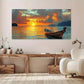 Serene Boats Sunset Lake Wall Art wall canvas office home room framed 120x60cm
