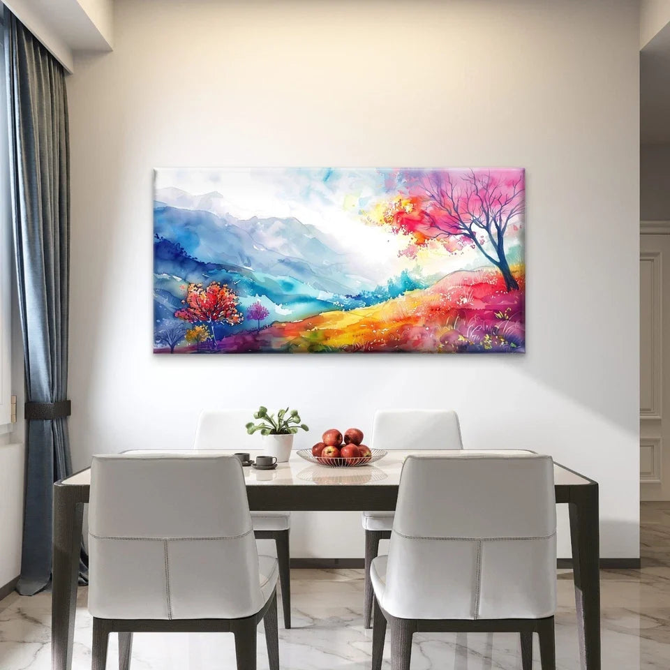 Colorful Landscape With Trees Wall Art Canvas Office Home Room Framed 120x60cm