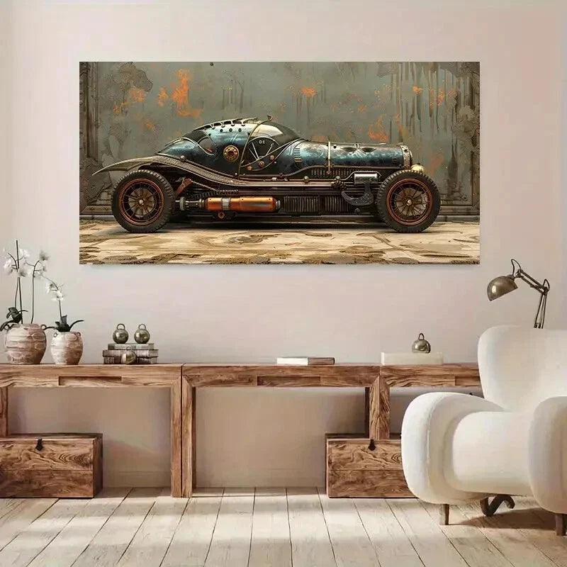 Industrial Rustic Mechanic Gear Wall Art Canvas Office Home Room Framed 80x45cm
