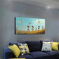 Turquoise & Orange Kite Décor Wall Art Canvas Office Home Room Framed 120x60cm