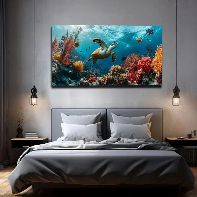 Abstract And Dynamic Underwater Wall Art Canvas Office Home Room Framed 120x60cm