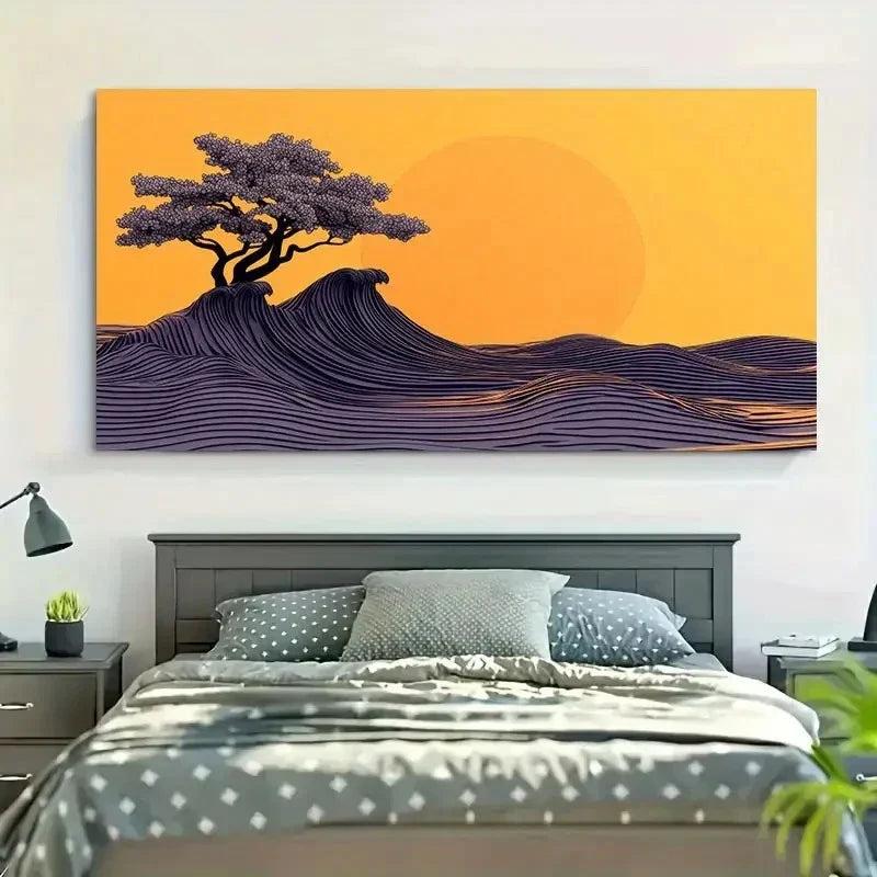 Minimalist Pine Trees On Hill Wall Art Canvas Office Home Room Framed 120x60cm