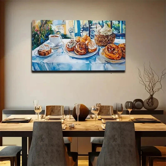Food On The Table Minimalist Wall Art Canvas Office Home Room Framed 80x45cm