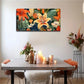 Vibrant Green & Orange Floral Wall Art Canvas Office Home Room Framed 120x60cm