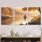 3pcs Tranquil Autumn River with Fishermen Metal Print Ready to Hang Art