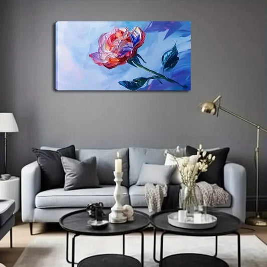 Vibrant Pink & Blue Floral Wall Art Canvas Office Home Room Framed 120x60cm
