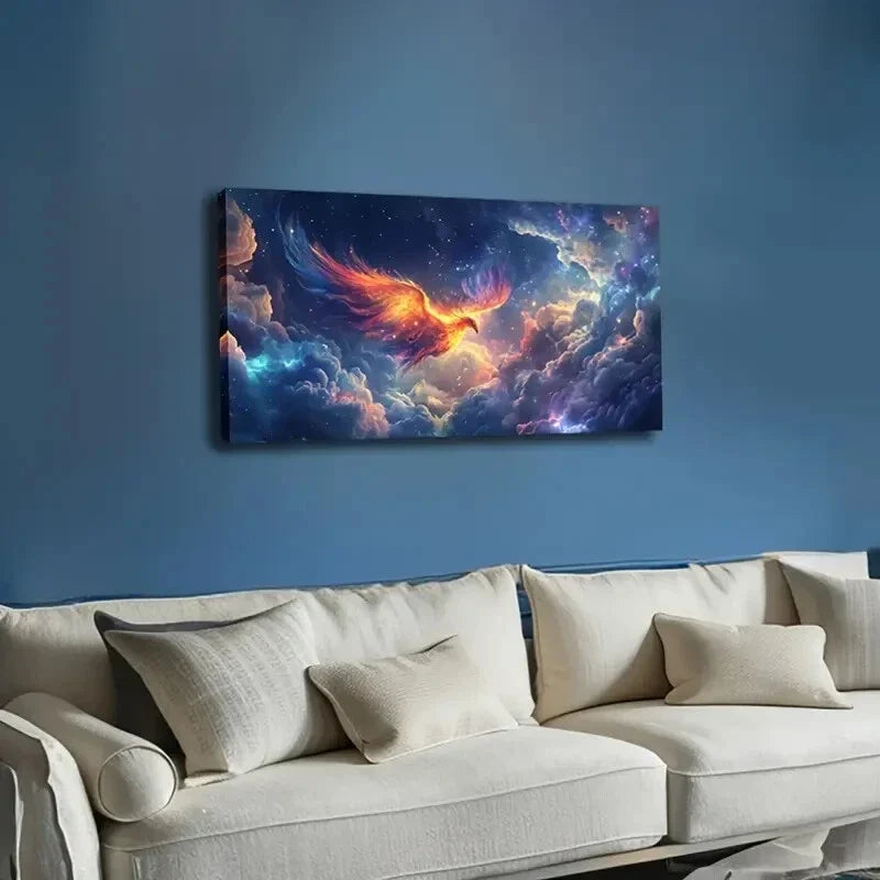 Vibrant Phoenix Colorful Décor Wall Art Canvas Office Home Room Framed 120x60cm