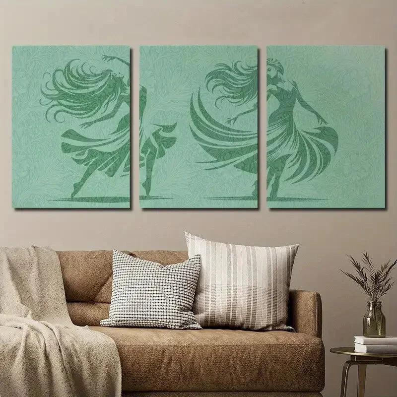 3pcs Ballet Dancing Girl Silhouette Illustration Wall Art Set Canvas Framed 40x60cm - High Quality Print 100% Australian Made Wall Canvas Ready to Hang