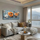 Dark Green Orange Leaves Wall Art Canvas Office Home Room Framed 120x60cm