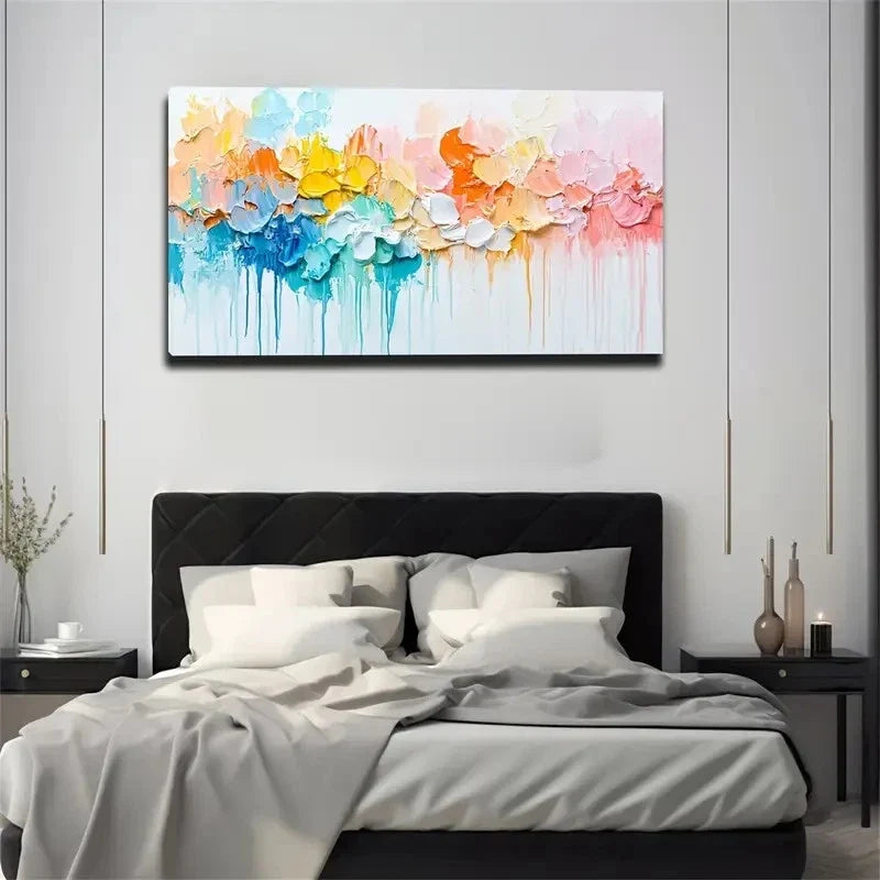 Colorful Drip Watercolour Wall Art Canvas Office Home Room Framed 120x60cm