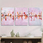 3pcs Abstract Pink and Red Landscape Metal Print Ready to Hang Art