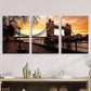 3pcs Tower Bridge London Sunset Metal Print Ready to Hang Art