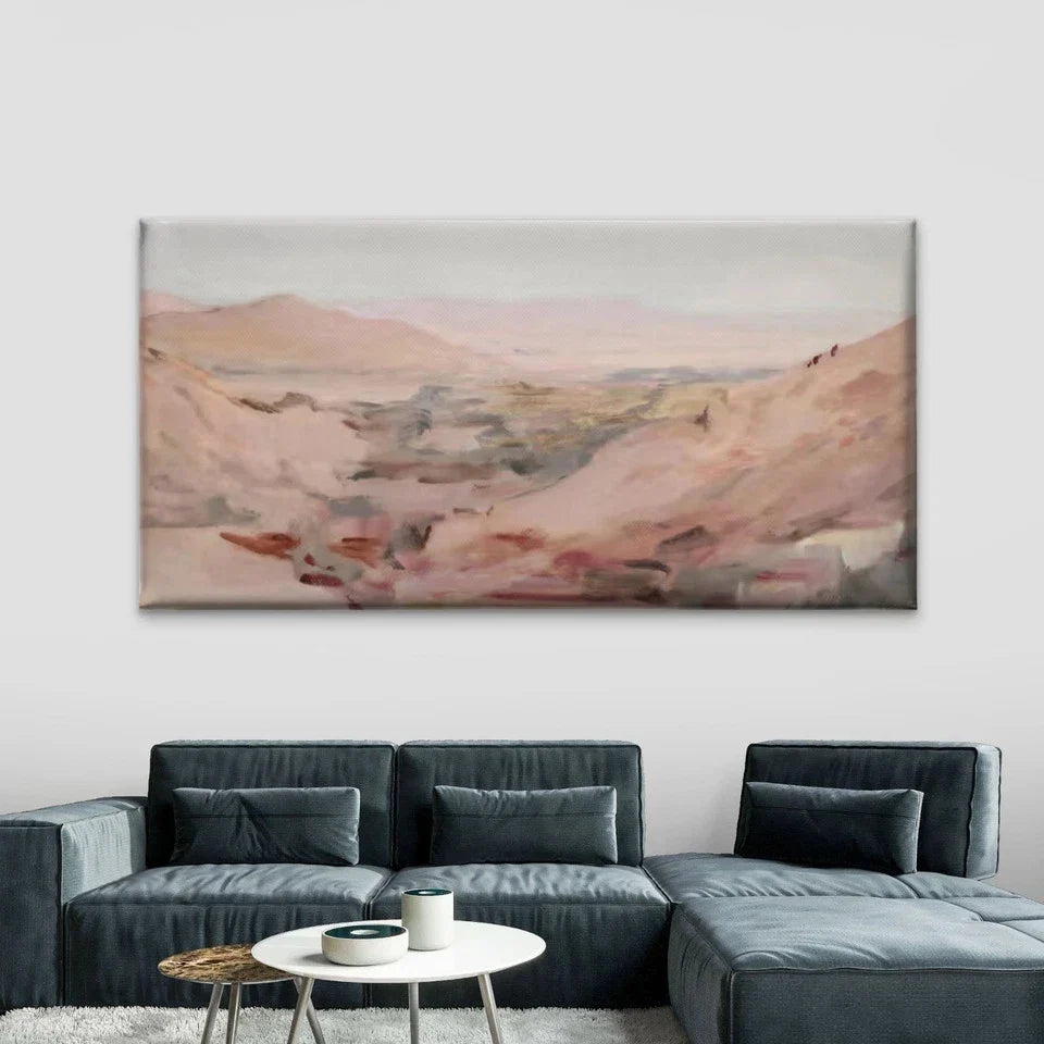 Abstract Pink Mountain Landscap Wall Art Canvas Office Home Room Framed 80x45cm