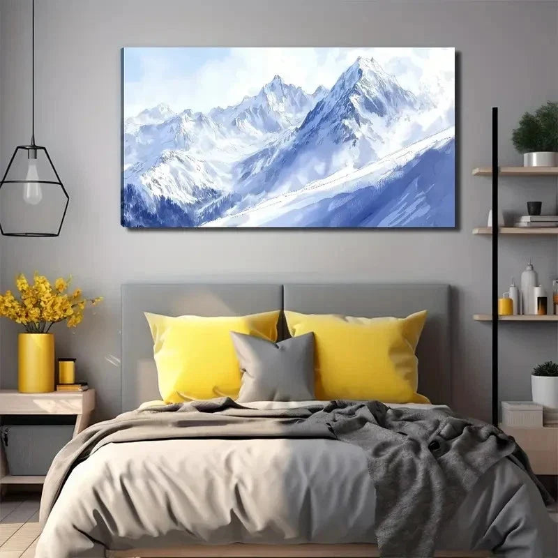 Snowy Mountain Landscape Wall Art Canvas Office Home Room Framed 120x60cm