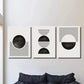 3pcs Black and White Geometric Circle and Line Wall Art Set Canvas Framed 40x60cm - High Quality Print 100% Australian Made Wall Canvas Ready to Hang