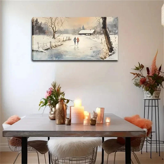Two Children Walking Hand Path Wall Art Canvas Office Home Room Framed 80x45cm