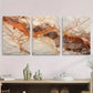 3pcs Elegant Golden and Brown Veins Metal Print Ready to Hang Art
