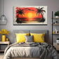 Vibrant Sunset With Palm Trees Wall Art Canvas Office Home Room Framed 120x60cm
