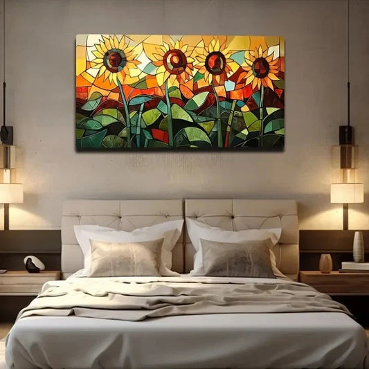 Stunning Sunflower Vibrant Wall Art Canvas Office Home Room Framed 120x60cm