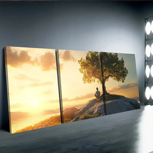 3pcs  Peaceful Sunset Scene  Wall Art Set Canvas Framed 40x60cm - High Quality Print 100% Australian Made Wall Canvas Ready to Hang