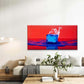 Blue & Red Flame Abstract Fire Wall Art Canvas Office Home Room Framed 120x60cm