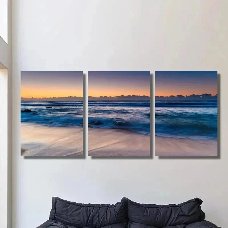 3pcs Gorgeous Beach Sunset Landscape Wall Art Set Canvas Framed 40x60cm - High Quality Print 100% Australian Made Wall Canvas Ready to Hang