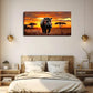 Hippo Walking On Grass Sunset Wall Art Canvas Office Home Room Framed 120x60cm