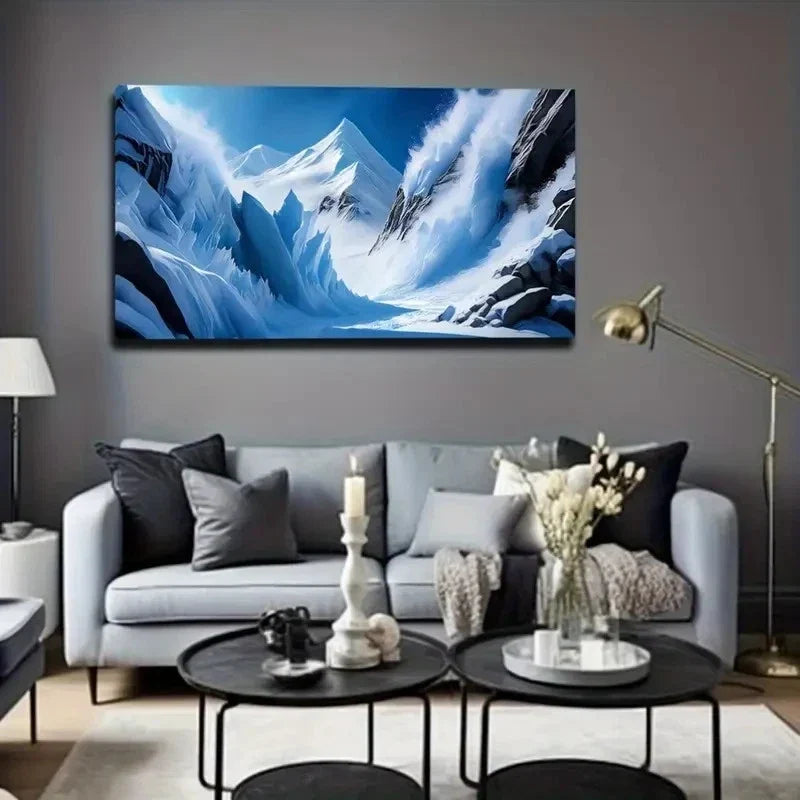 Layered Snowy Mountain Décor Wall Art Canvas Office Home Room Framed 120x60cm