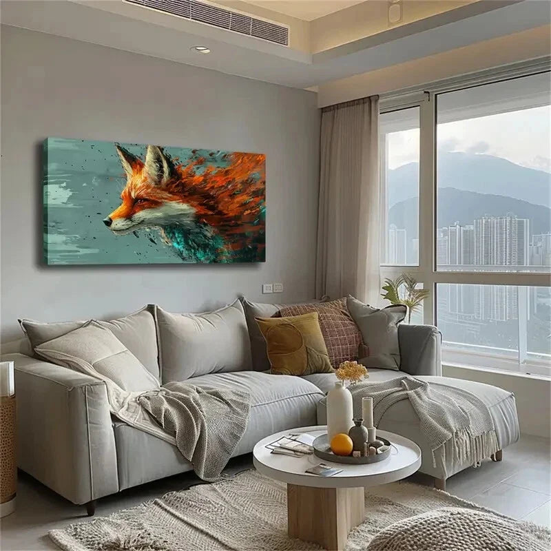 Modern Minimalist Fox Head Wall Art Canvas Office Home Room Framed 120x60cm