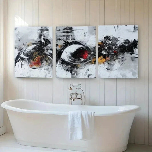 3pcs Black and White Geometric Design Perfect Wall Art Set Canvas Framed 40x60cm - High Quality Print 100% Australian Made Wall Canvas Ready to Hang
