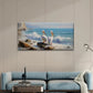 White Pelicans by Ocean Cliff WaWall Art Canvas Office Home Room Framed 80x45cm