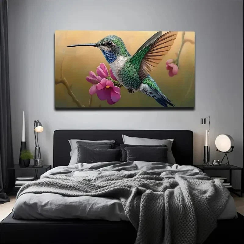 Bird Holding Flowers Suitable Wall Art Canvas Office Home Room Framed 120x60cm