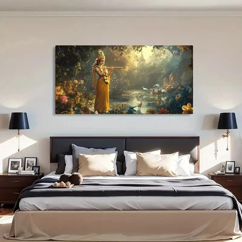 Geometric Peacock Woman Flower Wall Art Canvas Office Home Room Framed 120x60cm