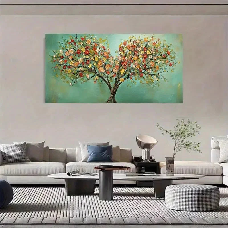 Vibrant Blossom Tree Minimalist Wall Art Canvas Office Home Room Framed 120x60cm