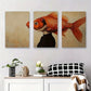 3pcs Surreal Fish Woman Abstract Conceptual Metal Print Ready to Hang Art