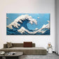 Blue & White Abstract Ocean WaveWall Art Canvas Office Home Room Framed 80x45cm