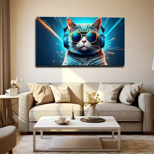 Fashion Glasses Headset Wall Art Canvas Office Home Room Framed 80x45cm